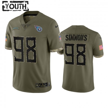 Lasten Tennessee Titans NFL Pelipaita Jeffery Simmons 98 Olive 2022 Salute To Service Limited